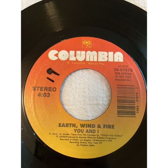Earth,Wind & Fire You And I/Musical Interlude:New Horizons 45RPM Columbia 1987 - Picture 2 of 8